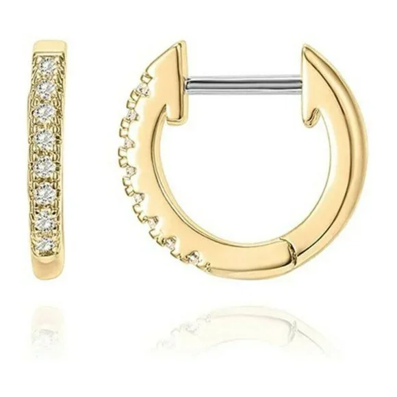 Beautiful 18k Gold Plated Silver Diamond Cartilage Hoops - Picture 1 of 2
